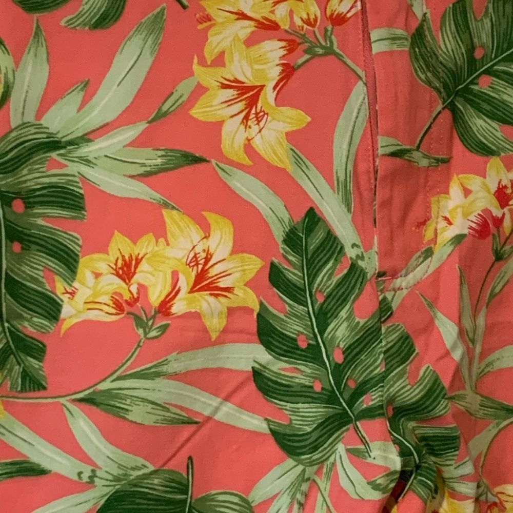 Caribbean Joe Women's Tropical Print Shorts - Coral and Green - Picture 9 of 11